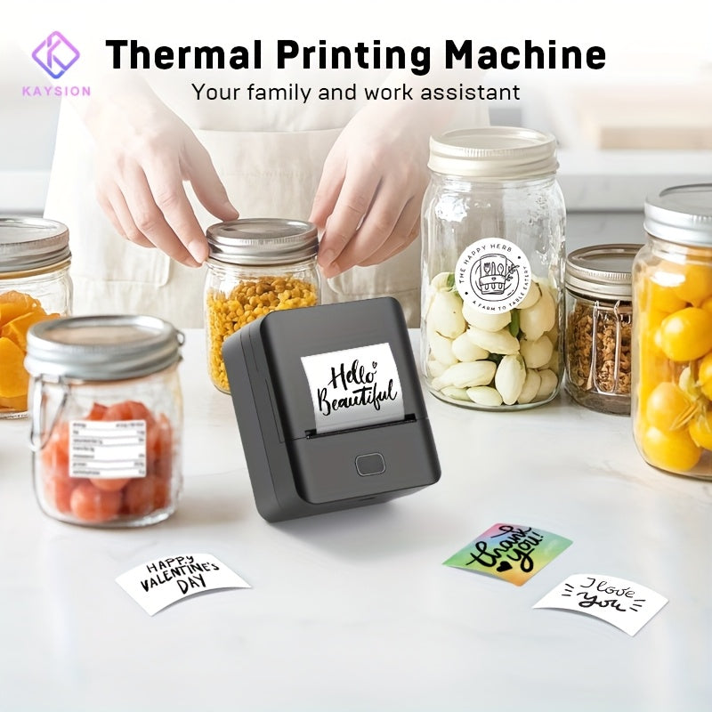 KAYSION SK20 Mini Wireless Thermal Label Printer, With 3 Rolls Of Holographic Label Paper, Is Suitable For Small Businesses, Households, Offices, School, Scenarios.label Maker Printer, Label Printe