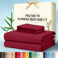 3/4pcs Cooling Bamboo Queen Bed Sheets Set - Soft, Lightweight And Breathable, Deep Pocket 40cm Fitted Sheet, Flat Sheet And 2 Pillowcases, Machine Washable And Breathable Summer Bedding