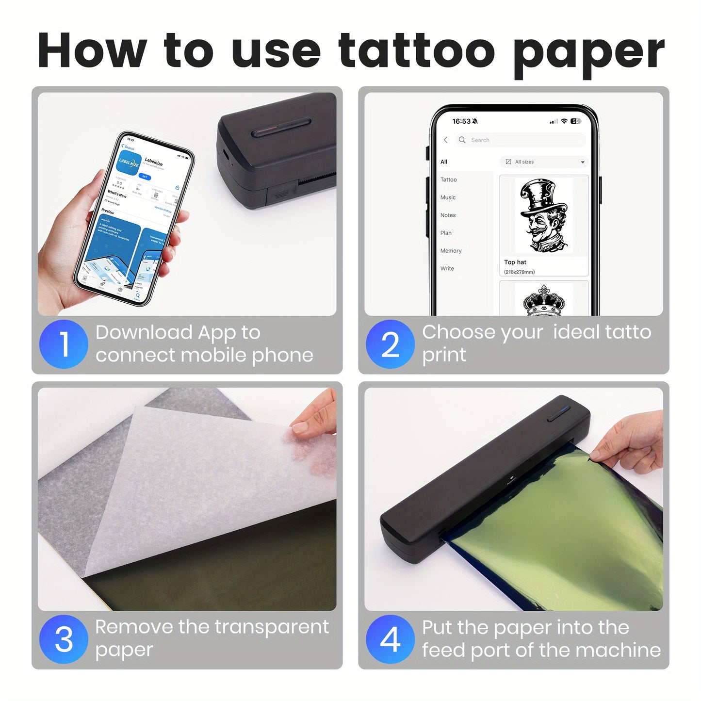 Portable Wireless Inkless Thermal Printer D810 - Compact Mobile Printer with Wireless for iOS/Android/- Devices, Compatible with Smartphones, Tablets, Laptops, -Charged Thermal Paper Printer (Letter/A4)