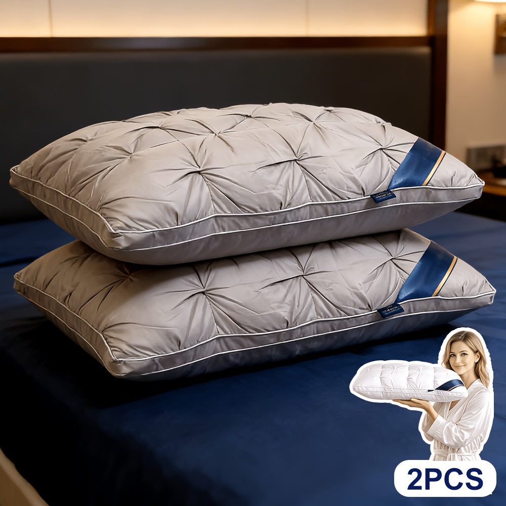[Luxury Hotel Pillows] 2pcs Luxury Hotel Pillows - 5-Star Quality Queen/King Size Bed Pillows (48.26cm x 73.66cm) - Heavy-Duty 800g Non-Collapse High Core, Machine Washable Microfiber Filling for Deep Sleep & All-Season Use - & Hotel Bedding