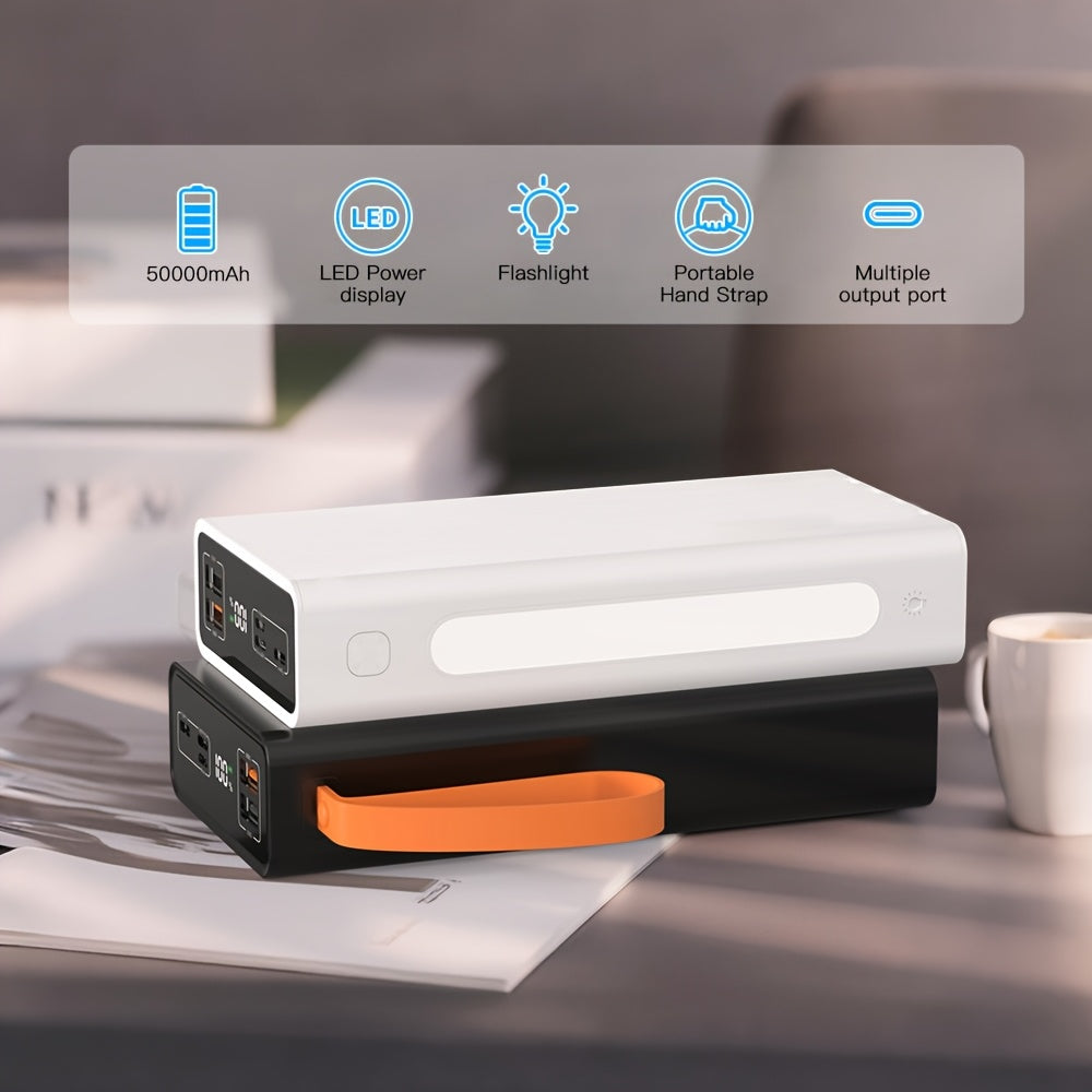 High-Capacity 50000Mah Magnetic Power Bank That Can Charge Several Devices at Once, Featuring a Charging Cable, LED Display, Light, Hand Strap, And Magnetic Attraction, with 22.5W Fast Charging Capability