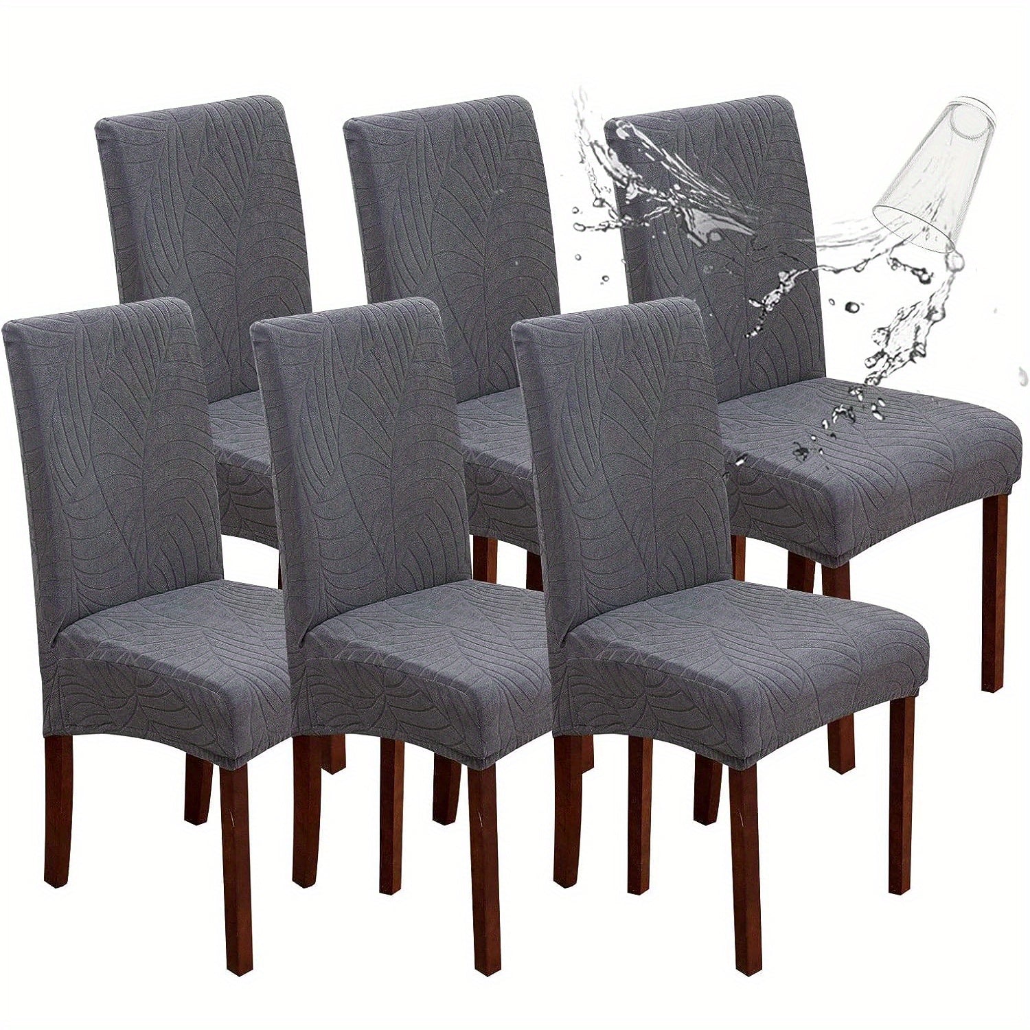 4/6pcs High Quality Chair Covers for Dining Room, Stretch Jacquard Dining Chair Slipcovers Removable Washable Chair Protector for Kitchen, Hotel, Restaurant