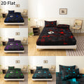 2D Flat 3pcs Sheet Fitted Set (Includes 1*Sheet Fitted And 2*Pillowcases, Pillow Not Included), Geometric Grid Pattern Design, Soft Comfortable bedding for Bedrooms Guest Rooms Or Dormitory/ Bedroom Decorations