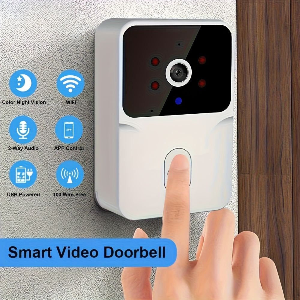 Smart HD Video Camera Wireless Doorbell - Night Vision, Voice Change, 2-Way Calls, Photo, Recording - WiFi Rechargeable Security Doorbell with Build-In Battery