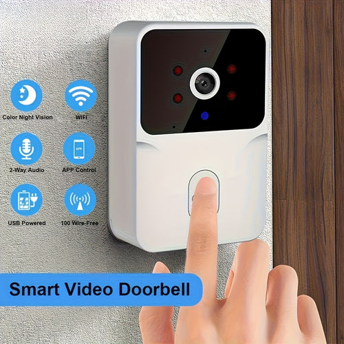 Smart HD Video Camera Wireless Doorbell - Night Vision, Voice Change, 2-Way Calls, Photo, Recording - WiFi Rechargeable Security Doorbell with Build-In Battery