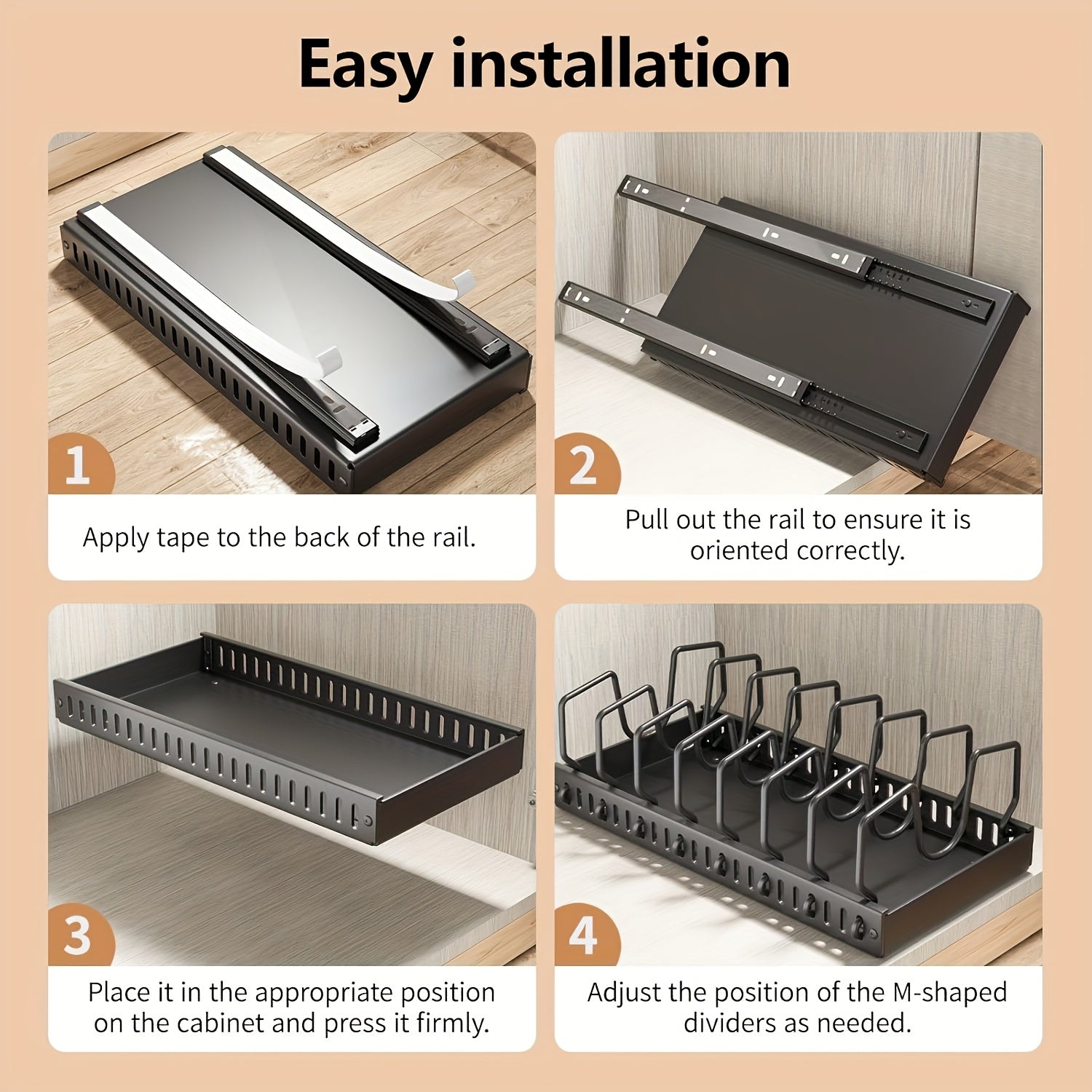 1/2pc Heavy-Duty Metal Pull-Out Cabinet Organizer with 8 Adjustable Shelves - Space-Saving Shelving Unit, Under-Sink/Under-Cabinet Storage System Suitable for Pots, Pans, Lids, Cookware & Baking Accessories - Adjustable Dividers