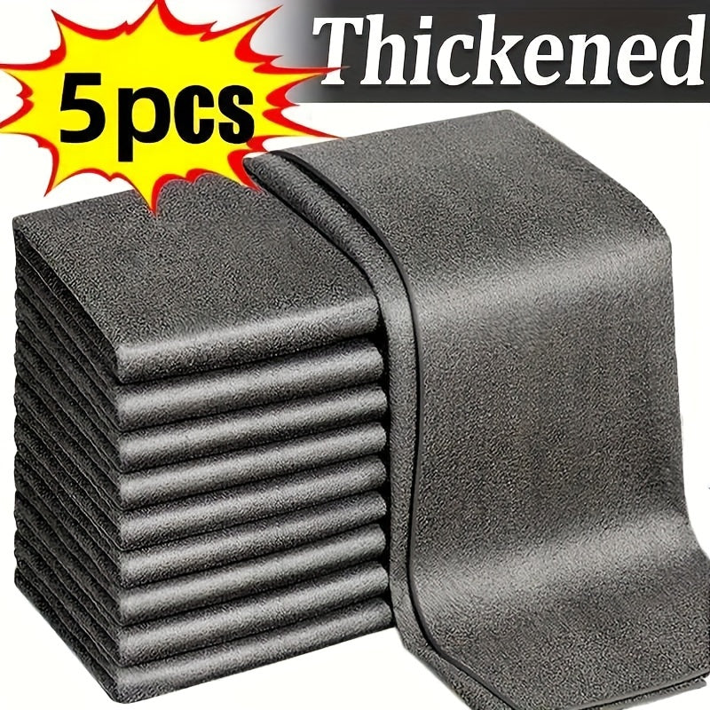 5pcs, Magic Glass Cleaning Cloth Piece, Multi-Purpose Polyester Wipes for Windows, Mirrors, Car Washing, Kitchen, and Bathroom Surfaces, Thickened and No-Trace