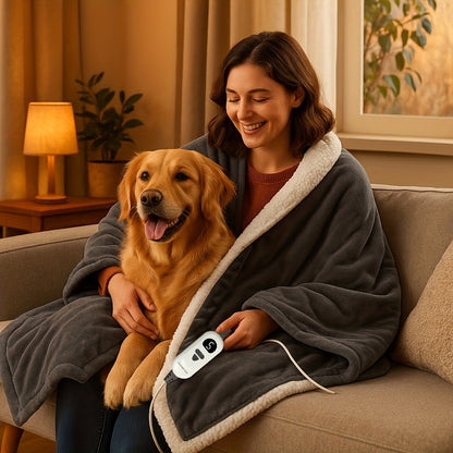 Electric Blanket 130 X 160 Cm - Heated Blanket & Heating Blanket, 5 Temperature Settings & Automatic Shutoff, Overheat Safety Feature, Washable in Machine, Cozy Warm Blanket for Bed & Couch, Flannel Electric Throw Blanket
