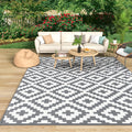 One Reversible Outdoor Mat in Dark Grey And White Geometric Design - Lightweight, Foldable Polypropylene, Machine Washable, Perfect for Rvs, Camping, Backyards, Picnics, And Essential Outdoor Activities | Decorative Outdoor Mat | Washable Mat