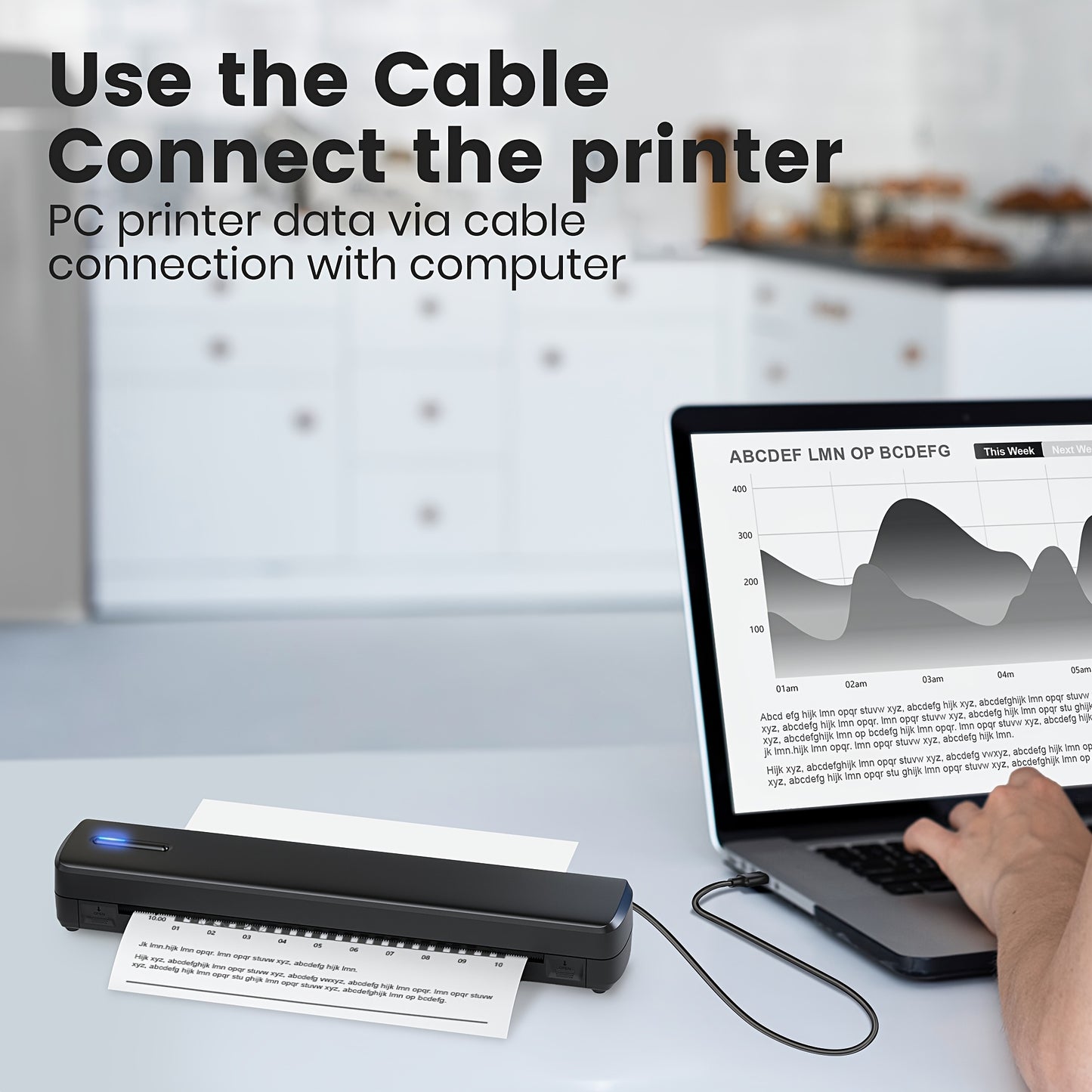 Portable Wireless Inkless Thermal Printer D810 - Compact Mobile Printer with Wireless for iOS/Android/- Devices, Compatible with Smartphones, Tablets, Laptops, -Charged Thermal Paper Printer (Letter/A4)