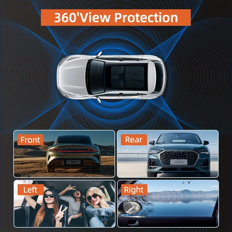 AXH 360° Panoramic 3/4 Lens Channel 1080P HD Ultimate Dash Cam Kit, 1080P Front And 720P Front-Rear-Left-Right Full Coverage, Quad-View Display, HD Night Vision, WDR, G-Sensor