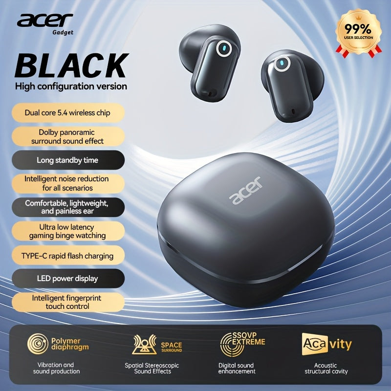 Acer OHR501 Wireless Audio Earbuds, Semi-In-Ear Design Noise Cancelling Headphones, HIFI Sound Quality Music Earphones, Headset for Commute And Fitness, Electronic Product with Touch Control And Voice Call Noise