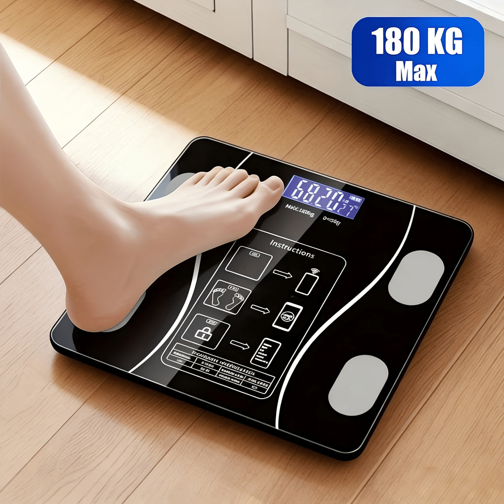 1 High Precision Weight Scale Body Fat BMI Digital Bathroom Scale with LCD Display Wide Platform Wireless Battery Powered Weighs Up to 180kg for Gym Dorm Home Use Local Warehouse Fast Dispatch Holiday Gift