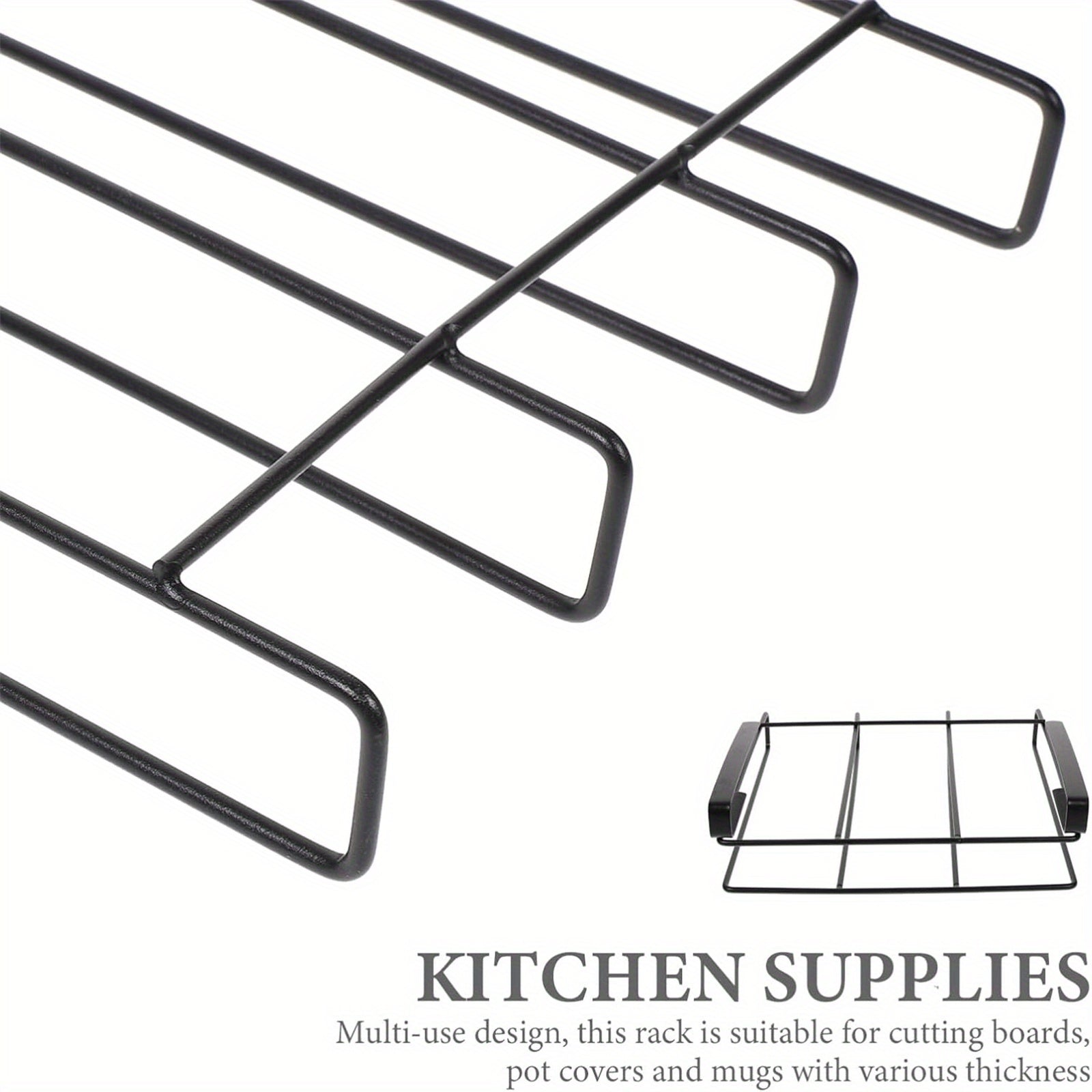 1pc Stainless Steel Space Saving Kitchen Hook Rack, Cutting Board & Lid Holder with Cabinet Door Hooks, Effortless Organizer for Kitchen Tools And Bathroom, Durable, Easy Install, Maximizes Space
