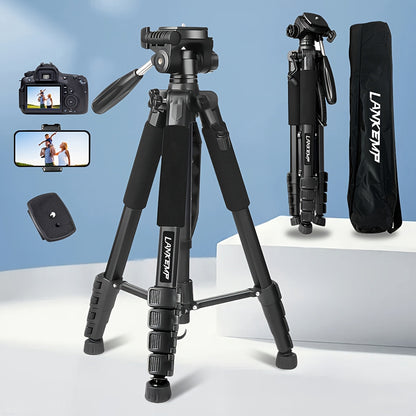 Aluminum Alloy Tripod, 74-inch Professional Heavy-duty Camera Stand, Equipped with A Quick-release Plate, Phone Holder, Suitable for Carrying Bags Of Digital Single-lens Reflection Cameras, Mobile Phones, Projectors, Scopes, And Webcams