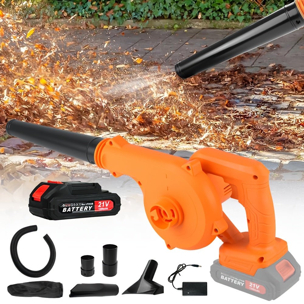 2-in-1 Cordless Electric Leaf Blower, Handheld Blower That Combines Blowing And Suction. Equipped with An Upgraded Lithium Battery, 1/2 Battery Optional, And Extension Hose. Powerful Motor, Easy to Operate. Suitable for Yard Dusting And Leaf Removal.