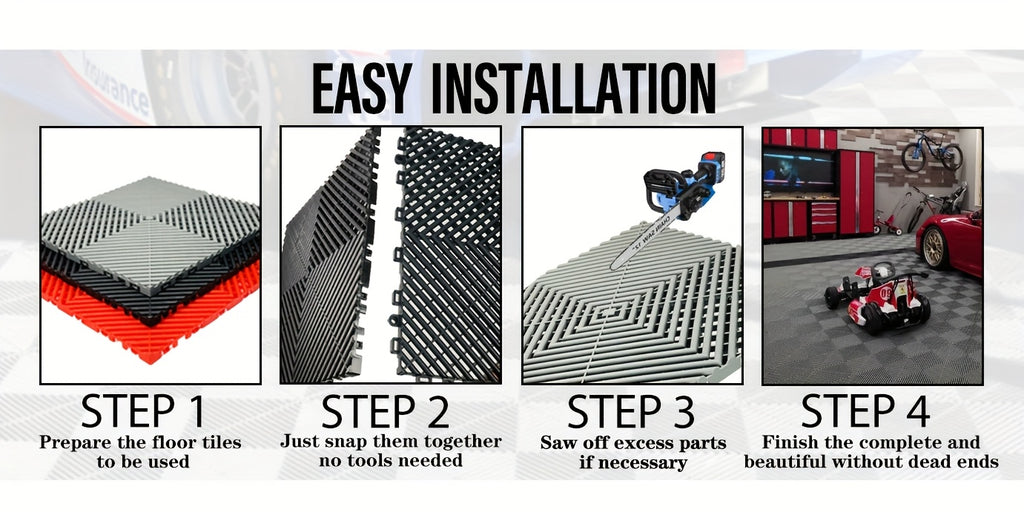 10 Edges And 2 Corners Only Optional 20 Pack 40.64cmx 40.64cmx 1.91cm(Thickness)Interlocking for garage Floor Tiles, Modular Drainage Floor Mat, Non-Slip Splicing Interlocking Drainage Mats Floor Tile For Garage Car Wash Basement, Etc