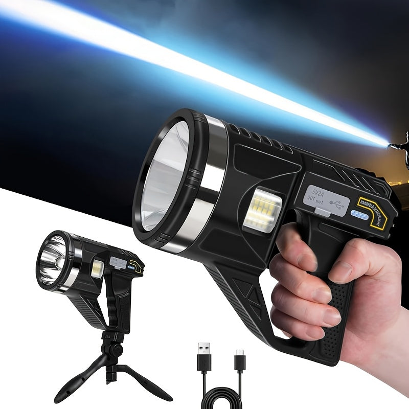 1000LUMEN Flashlight Rechargeable Spotlight Flashlight with Tripod, Outdoor Handheld Spotlight Searchlight Flashlight for Boating, Fishing, Camping, Hunting Accessories
