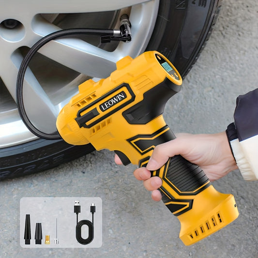 Tire Inflator Portable Air Compressor With Auto-Shutoff, Handheld Air Pump, 150 PSI Cordless Car Tires Pump With Digital Pressure Gauge/LED Light For Cars, Motorcycles, Bikes, Ball - Compact, Rechargeable, And Easy-to-Use Design, Car Accessories