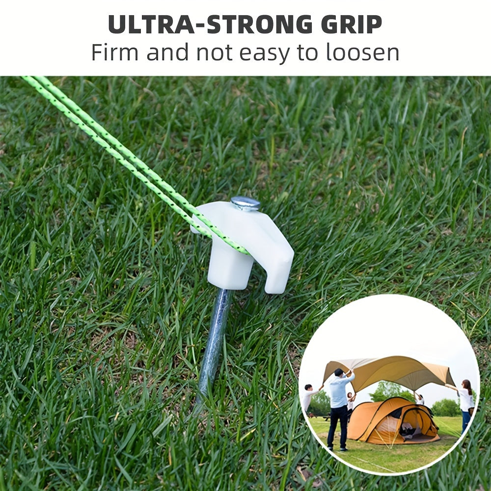 21pcs/Set 8-Inch Heavy-Duty Stainless Steel Tent Pegs - Screw In Ground Anchor Stakes with Hex Head Driver And Carry Case - Luminous Outdoor Hexagonal Drillable Metal Tent Nails Fixing Nails for Camping & Securing