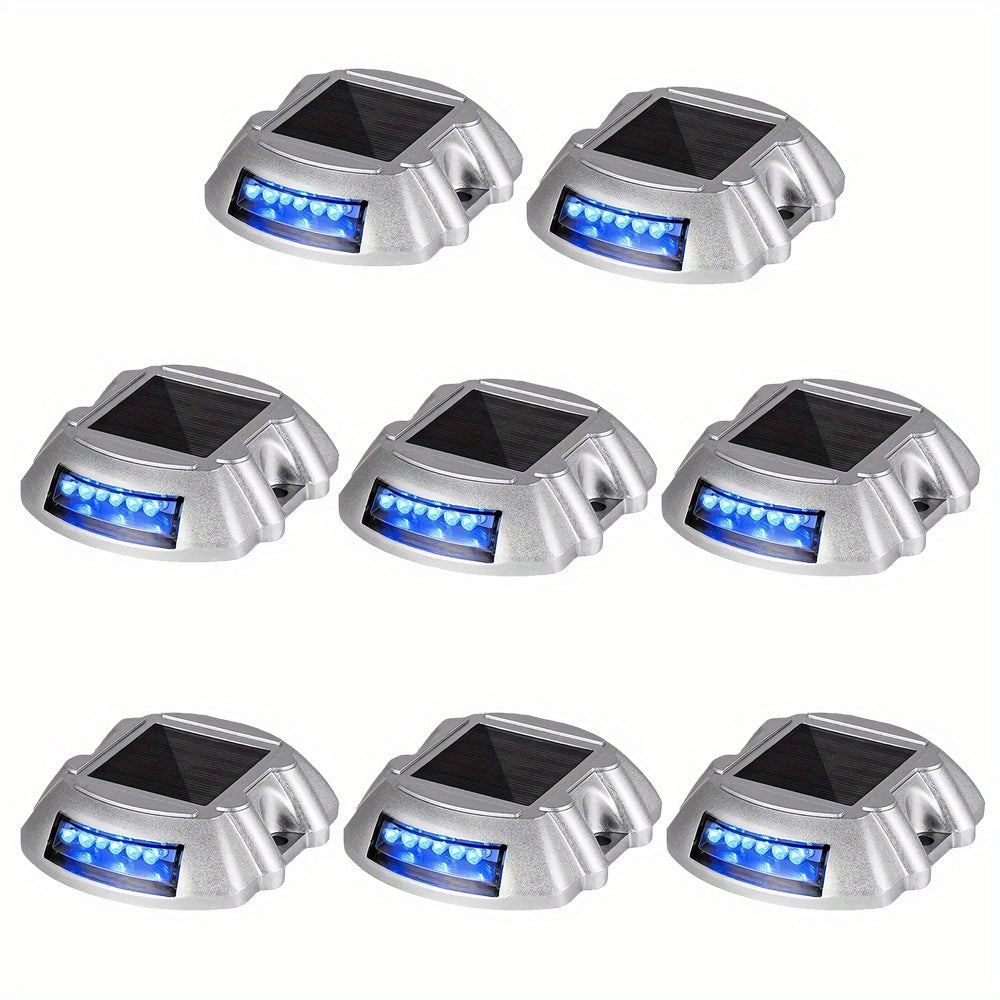 2/4/6/8/10Pack Solar Driveway Lights Bright Blue/Green With Screw, Solar Deck Lights Outdoor Waterproof Dock Lights 12 LED For Path Warning Garden Walkway Sidewalk Steps