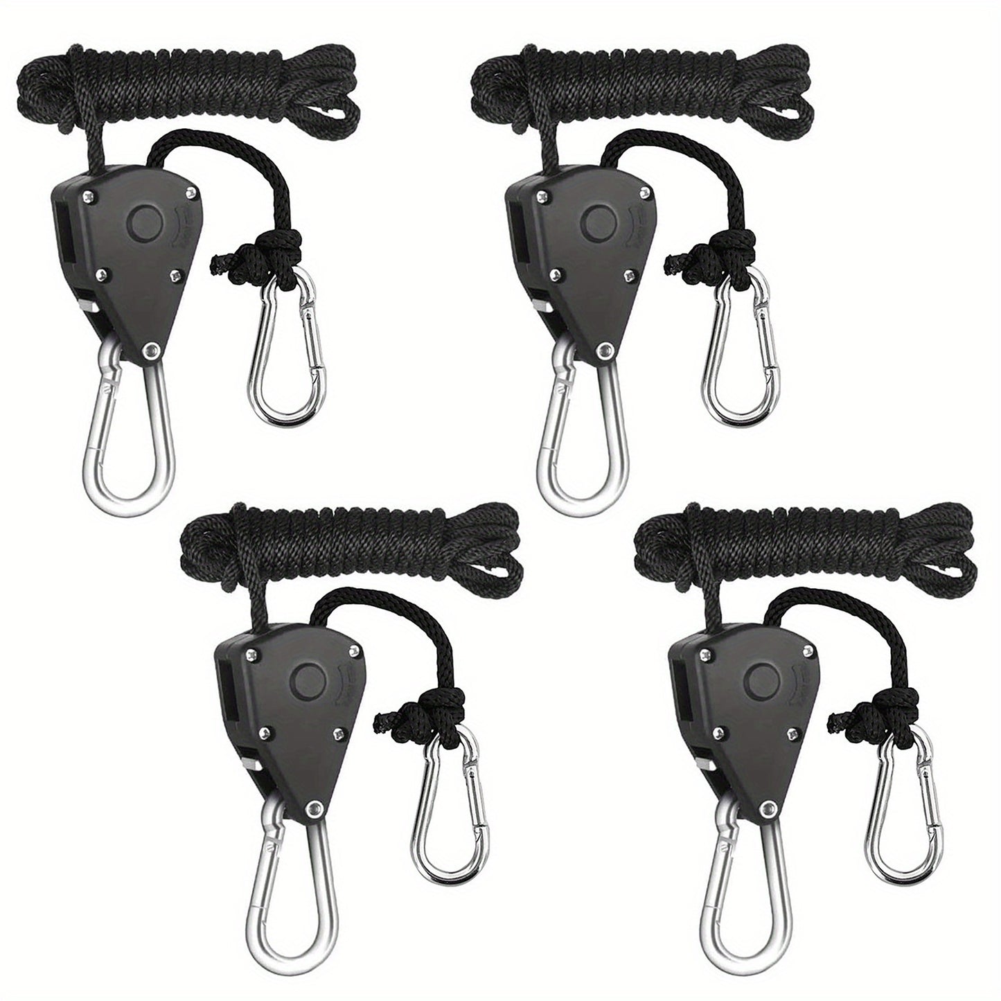 4/8pcs Heavy Duty Adjustable Rope Hanger Pulley Rope Metal Internal Gears for Tent Hanging Sun Shade Tie Strap, Adjustable Grow Light Hangers