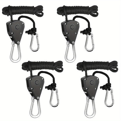 4/8pcs Heavy Duty Adjustable Rope Hanger Pulley Rope Metal Internal Gears for Tent Hanging Sun Shade Tie Strap, Adjustable Grow Light Hangers