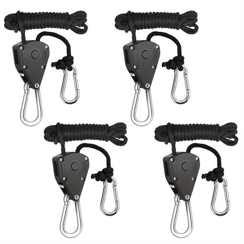 4/8pcs Heavy Duty Adjustable Rope Hanger Pulley Rope Metal Internal Gears for Tent Hanging Sun Shade Tie Strap, Adjustable Grow Light Hangers