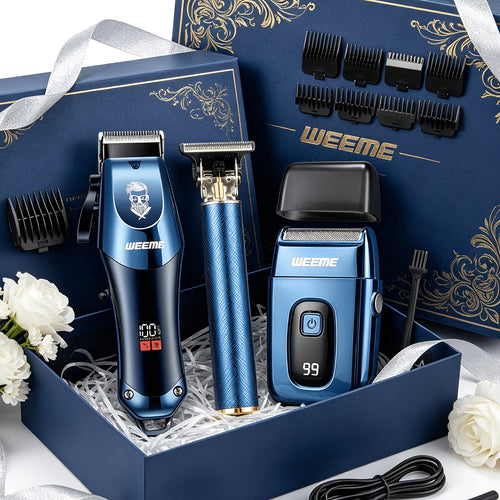 3pcs/2pcs/1pc Holiday Gift Box Hair Clippers for Men Professional, T-Blade Barber Clippers And Trimmer Set, Cordless Hair Clipper Kit with Foil Shaver And Nose Trimmer, Luxury Gift Set for Him
