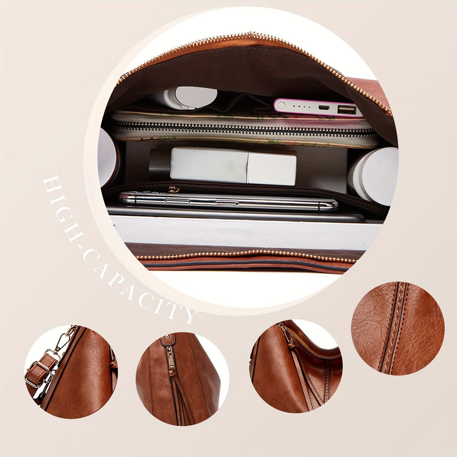 New Large-Capacity Women'S Tote Bag - A Easy And Elegant Handbag with a Sophisticated Style, Suitable for Casual Wear, Versatile for Daily Commuting, And Ideal for Single-Shoulder Cross-Body Carrying