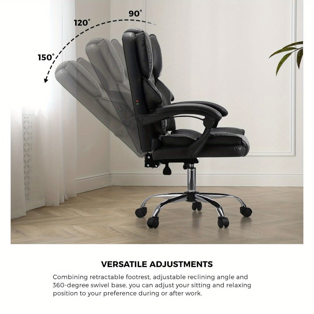 Adjustable Leather Reclining Massage Office Chair - home offices – additional product view