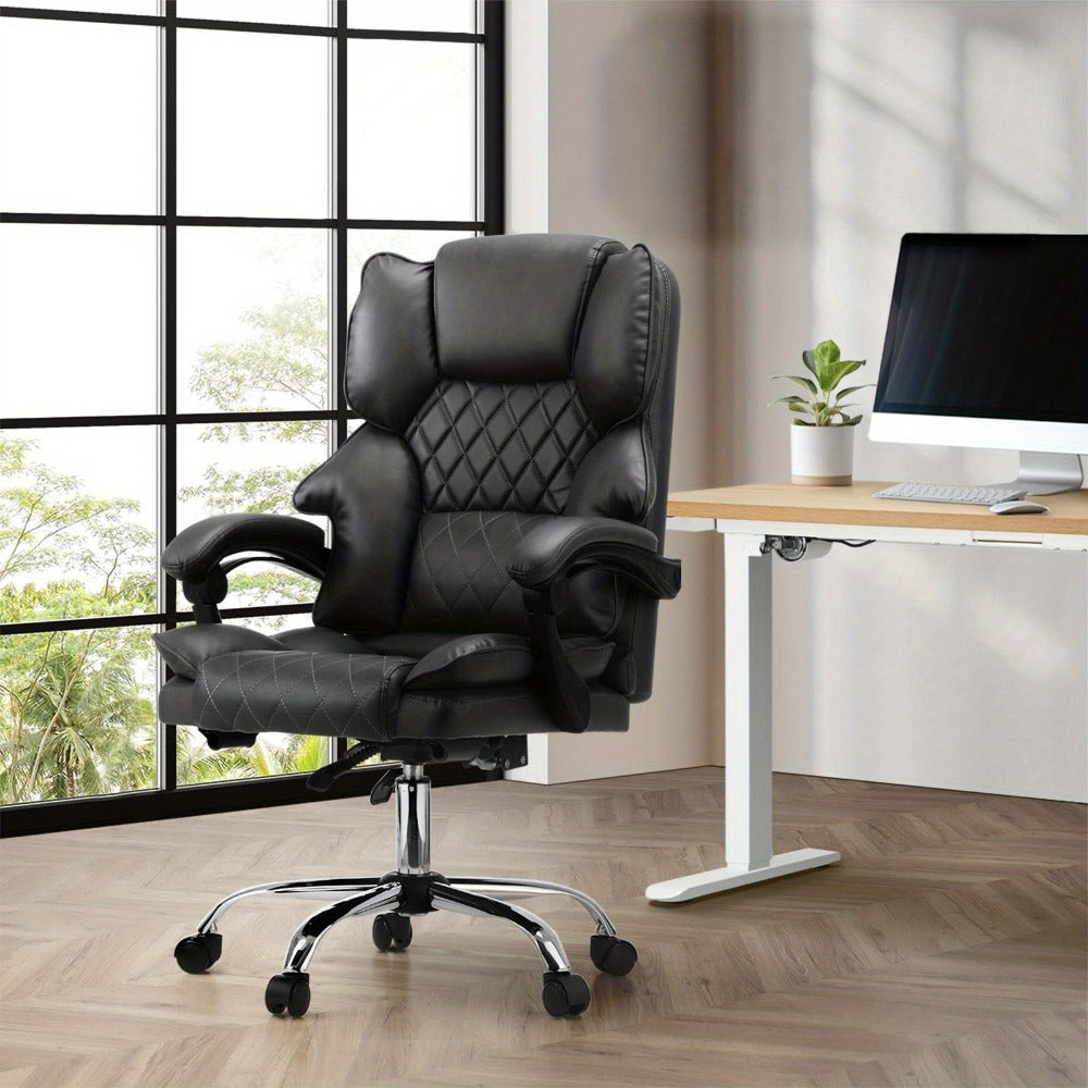 Adjustable Leather Reclining Massage Office Chair - home offices – alternate design view