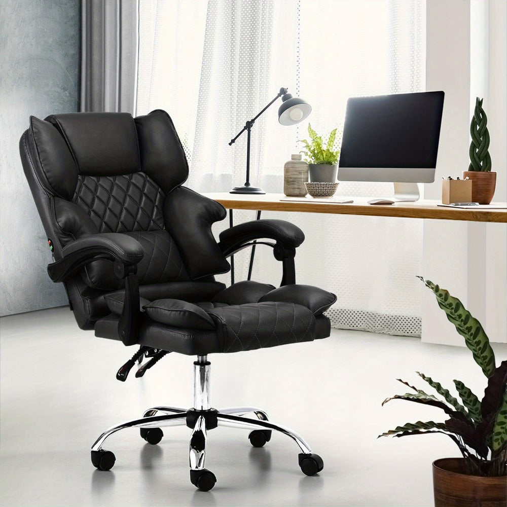 Adjustable Leather Reclining Massage Office Chair - home offices – alternate product view