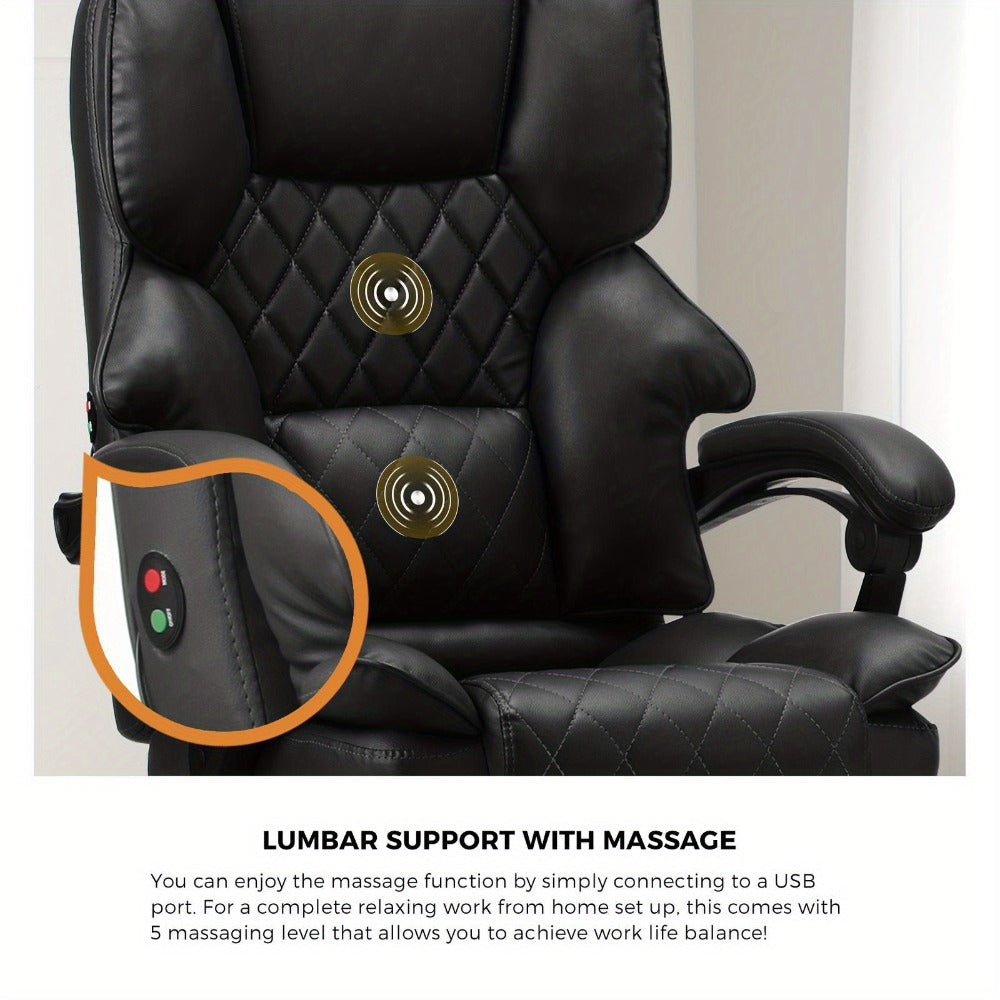 Adjustable Leather Reclining Massage Office Chair - home offices – product detail angle