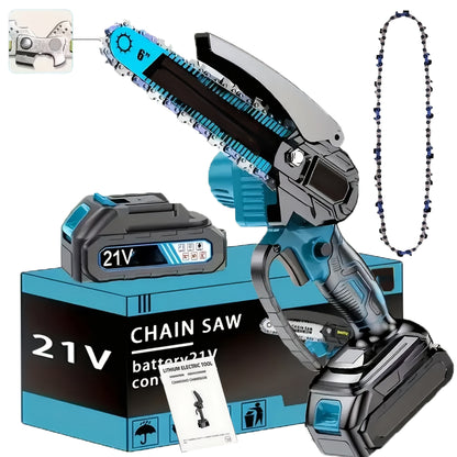 [6-Inch Portable Cordless Chainsaw] Single-Battery/Dual-Battery Power Tool Kit | Handheld Electric Saw-Lightweight And Easy to Use, It Efficiently Trims Branches And Wood, Making It The Ideal Choice for Home Improvement And Gardening Projects
