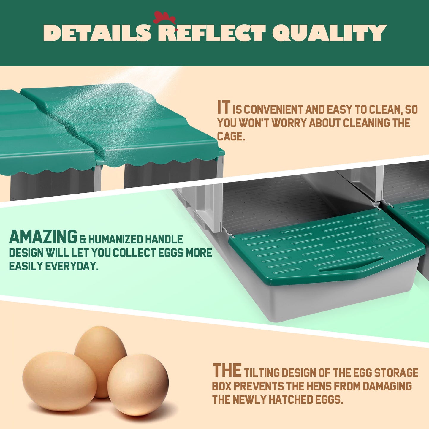 Maxkon Chicken Nesting Box 4 Hole Chook Hen Poultry Roll Away Out Laying Boxes Inside Outside Hutch Modular House Coop Egg Nest Lay Perch Brooder Plastic