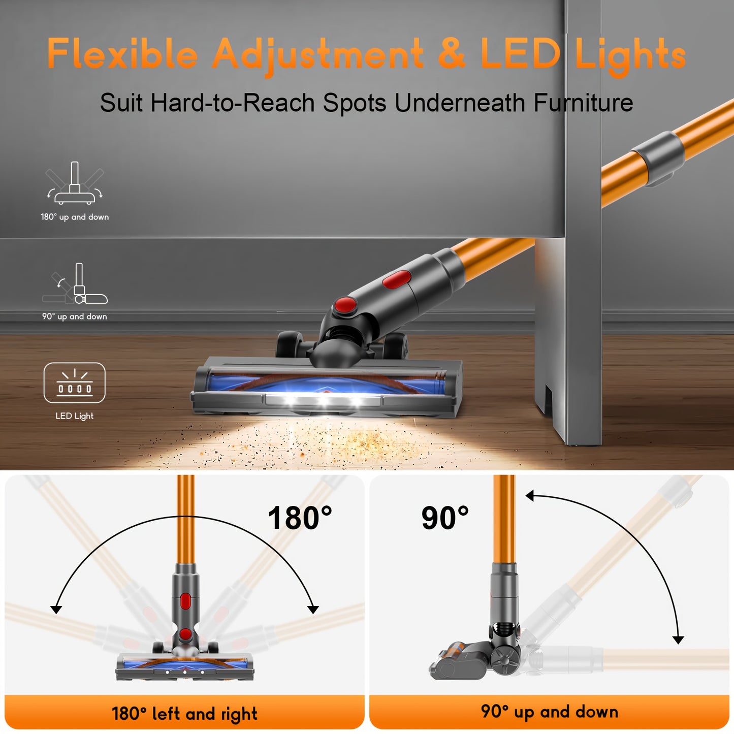 Cordless Lightweight Vacuum Cleaner MAX 70KPa Anti-tangle Brush, Multiple Suction Levels, And A Long Battery Life Of Up To 45 Minutes, Suitable For Carpets, Pet Hair, And Hardwood Floors