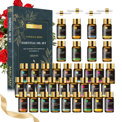 MAYJAM 35pcs 5ml Essential Oils Set Gift Kit for Diffusers, Humidifier And DIY Candle Making, Home & Room Decor, Flavored Air, Ideal Gift for Various Occasions, Holiday Gift Recommendation, Valentine's Day/Graduation/christmas Gift, Birthday Gifts