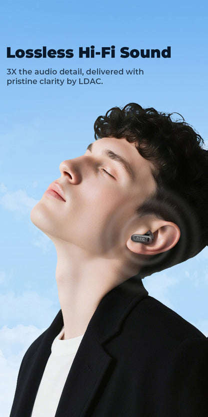 HTC NE20 Wireless Translation Earbuds, with 136+ Language Translation for Better Cross-Language Communication, Wireless V6.0 Low Latency, Active Noise Cancellation, Comfortable for Sleep, Wearable for Running, Office, and Entertainment, Language