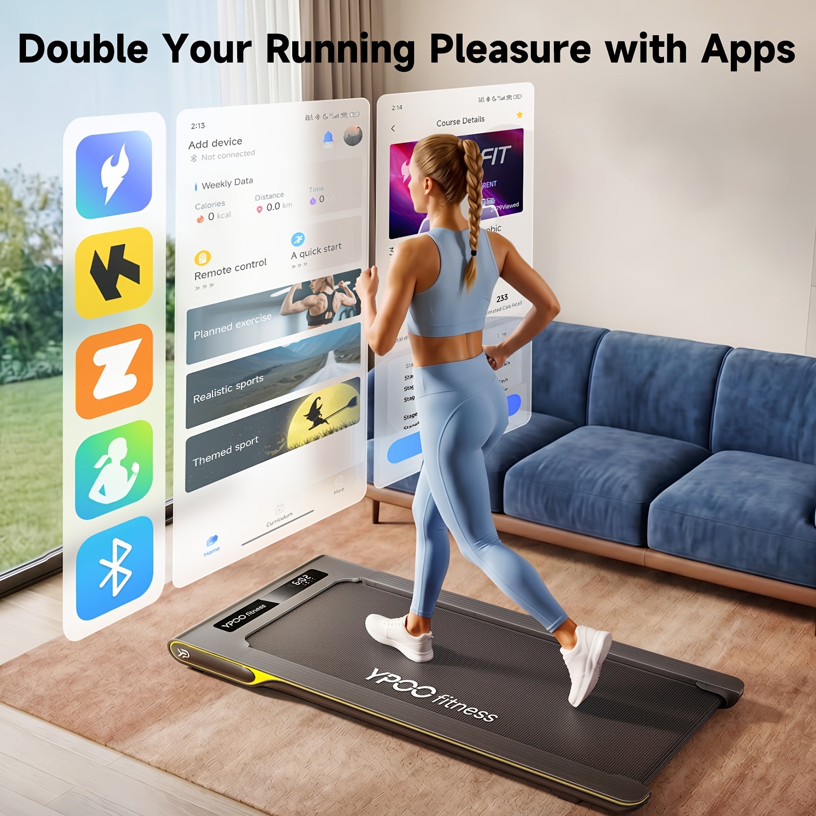 Walking Pad With Incline, 2.5HP Under Desk Treadmill With Low Noisey, 158.76 KG Portable Treadmill With APP, Compact Treadmills For Home/Office With Remote Control