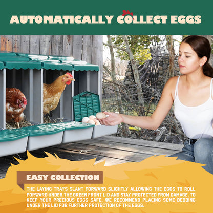 Maxkon Chicken Nesting Box 4 Hole Chook Hen Poultry Roll Away Out Laying Boxes Inside Outside Hutch Modular House Coop Egg Nest Lay Perch Brooder Plastic