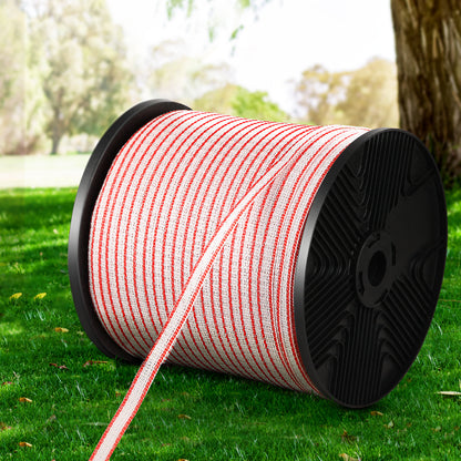 Giantz Electric Fence Wire 400M Tape Fencing Roll Energiser Poly Stainless Steel