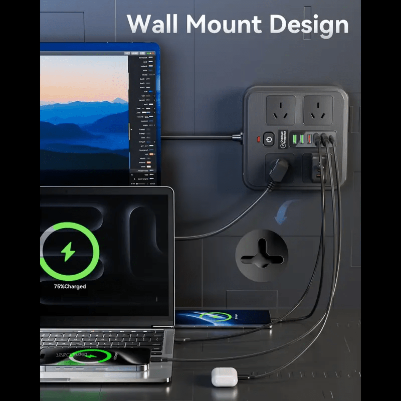 Smart Koala 10-in-1 Multi Ports Power Strip with USB & Surge Protection, 4 Outlets & 5 USB Ports, 1.8m Extension Cord, Wall Mountable, Ideal for Home Office & Gaming Consoles, 2500W Max Load Capacity, Gaming Console Accessory | Compact Power Strip | Effic