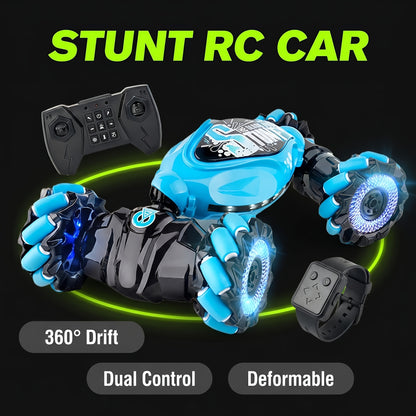 Hand Motion Controlled RC Stunt Car - 1:18 Scale All-Terrain Monster Truck, 360° Flips & Gravity Sensing, with & LED Stunt Dance, Ready-To-Play Gift for Kids Ages