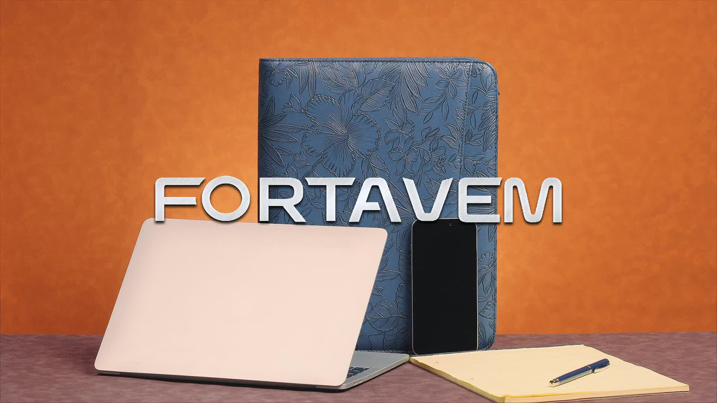 Business A4 Zipper Compendium, Padfolio with 3-Ring Binder, Compendium for Women PU Leather Portfolio Document Holder, Office Compendium, Gift for Professional Women And Student, High School Supplies, Student Essentials, Back to School Essentials