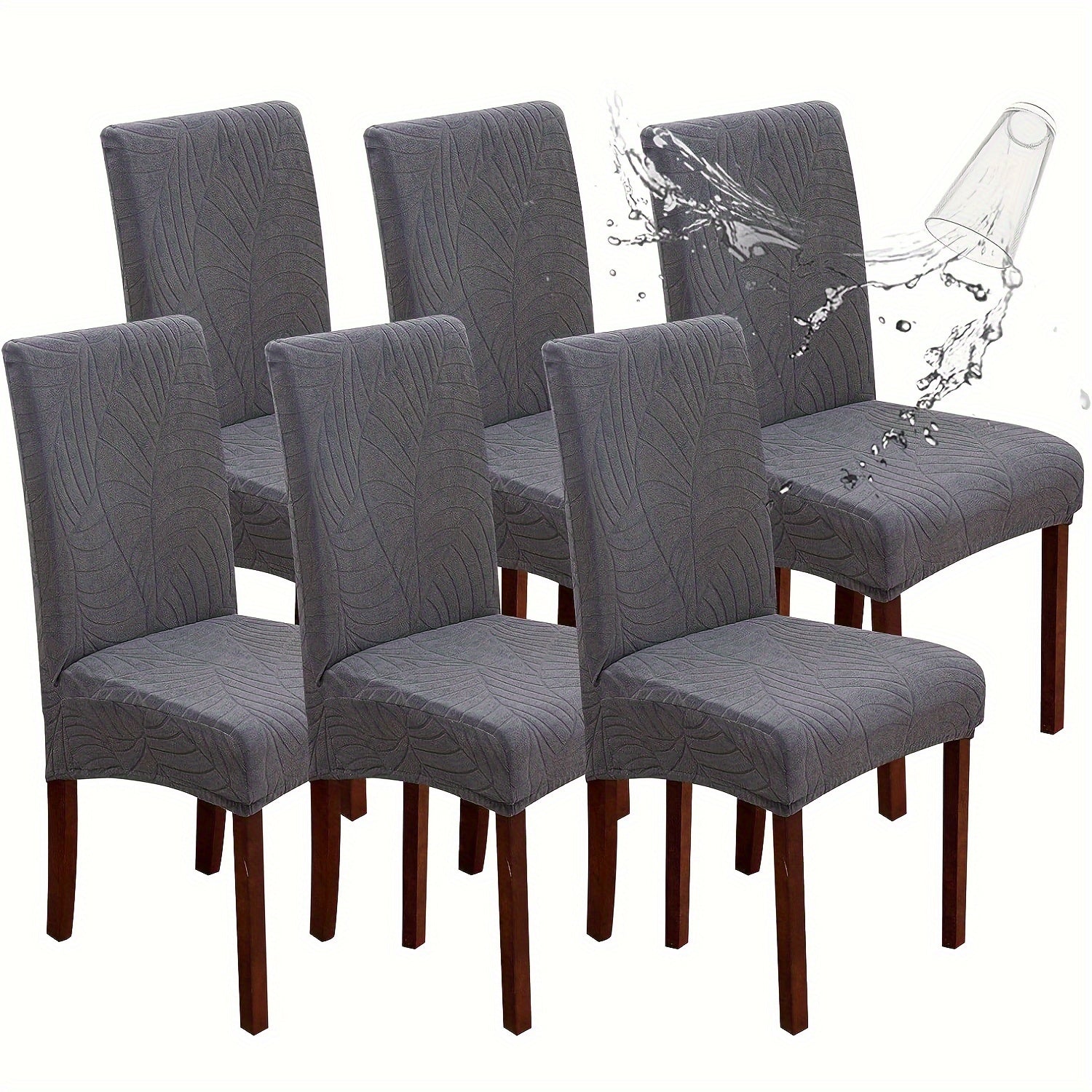4/6pcs High Quality Chair Covers for Dining Room, Stretch Jacquard Dining Chair Slipcovers Removable Washable Chair Protector for Kitchen, Hotel, Restaurant