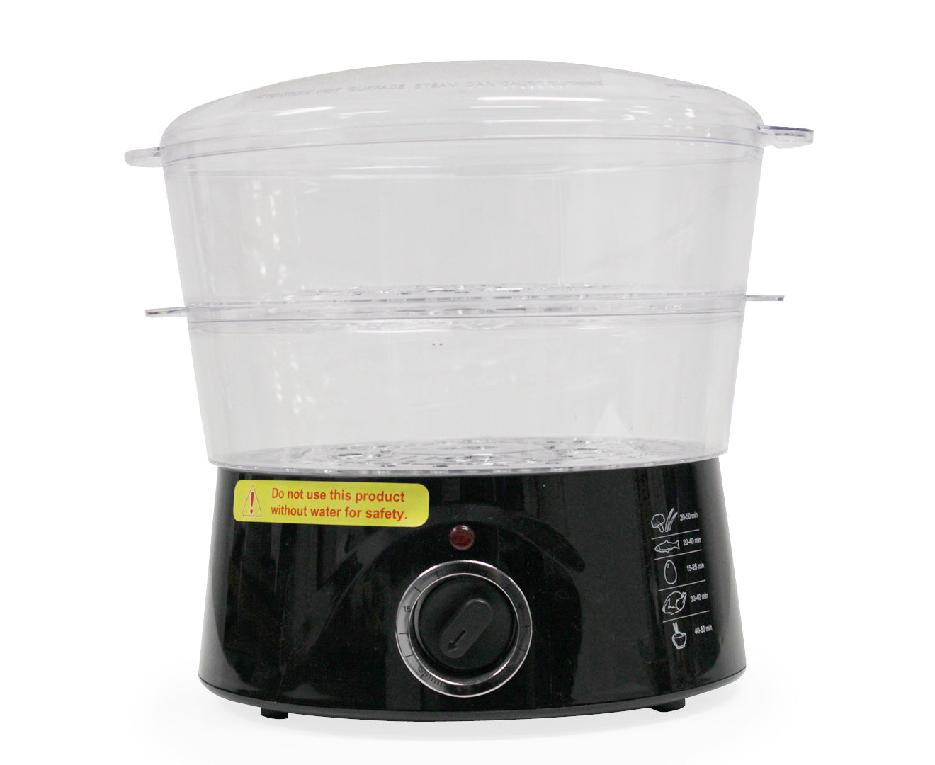 5L Steam Cooker Steamer 2 Tray 400W Power Dial Timer Healthy Stackable