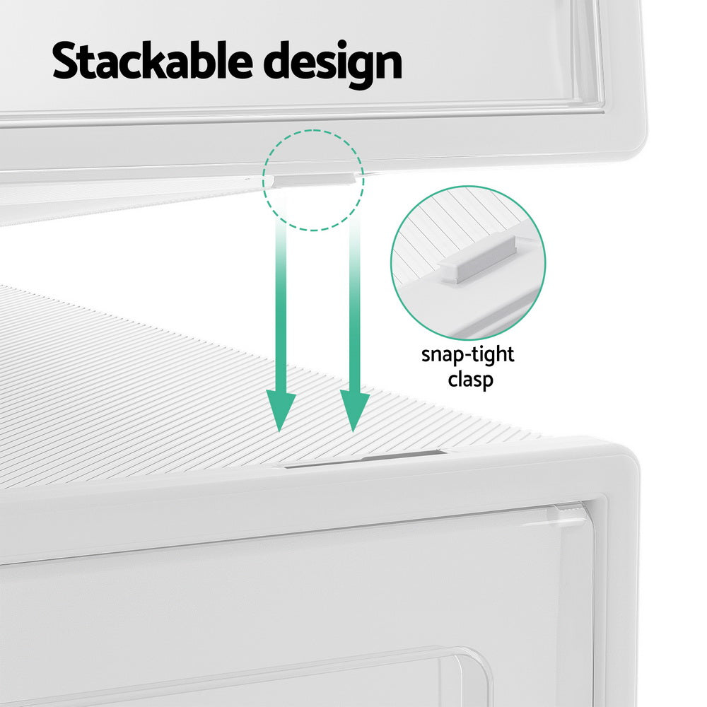 Artiss Shoe Rack Storage Cabinet Shoe Box 24 Stackable Plastic Cube White