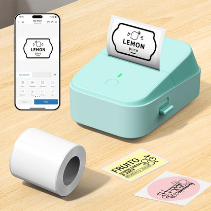 Wireless Portable Label Maker - PM260B Mini Label Printer with 40x30mm Paper, Wireless Connectivity for Small Business, Office & Home Organization, Compatible with PC & Smartphone