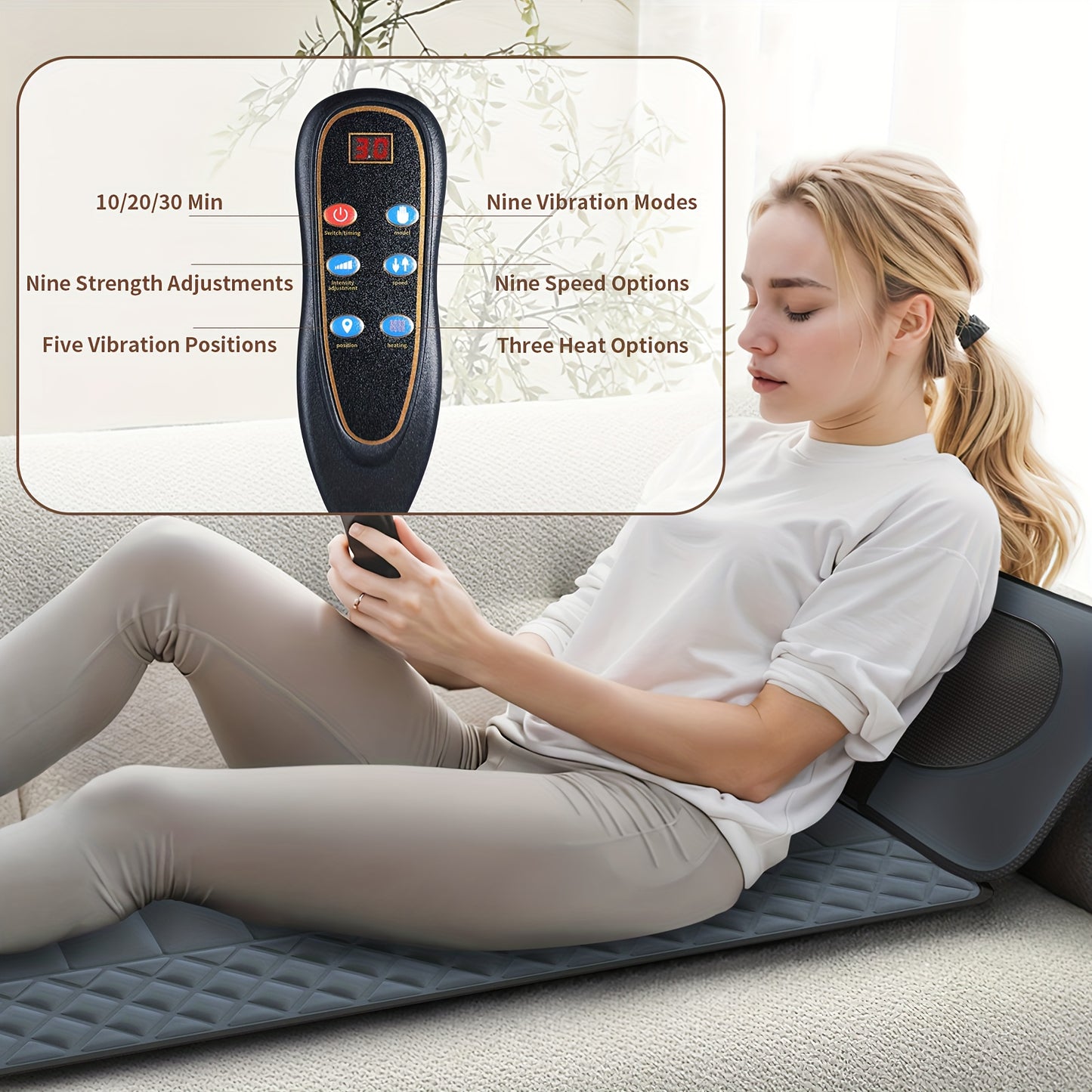 MASSTECK Complete Body Massage Mat Featuring Shiatsu Neck Massager, 3D Lumbar Support &, Back Heating, 10 Vibration Motors, Comprehensive Massager for Neck, Back, Waist, Hips, And Legs, Aids in Body, Ideal Massager Gift for Parents, Women, And Men